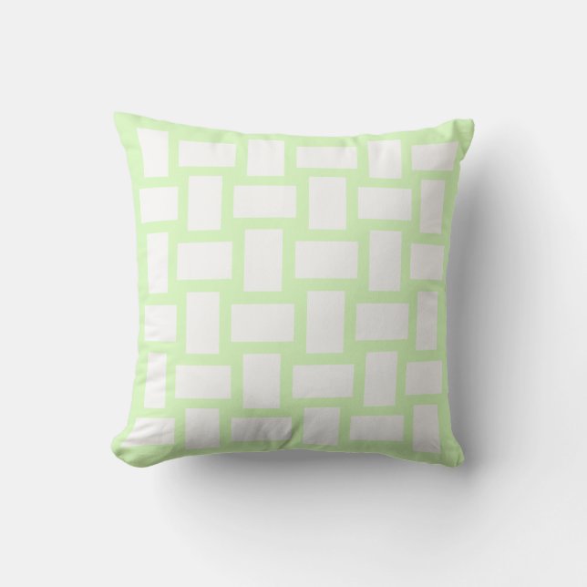 Almofada Design de Tear Lime Verde Pastel e Branco (Frente)
