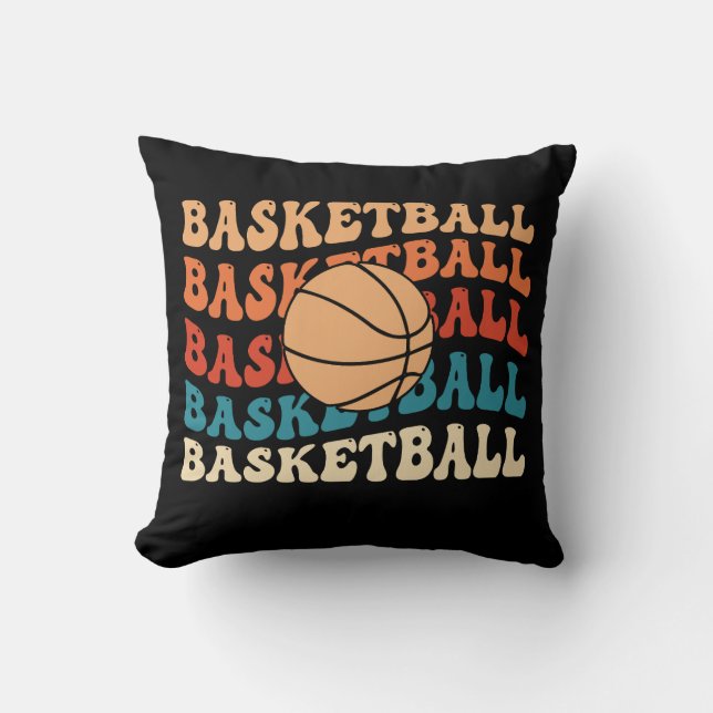 Almofada Design de Tipografia de Esportes Retros de Basquet (Frente)