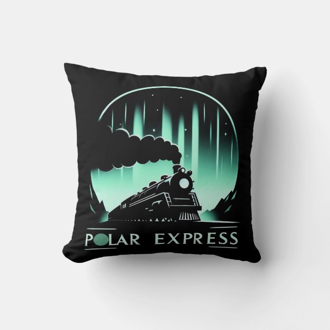 Almofada Design de Trem Polar Express Elegante (Frente)