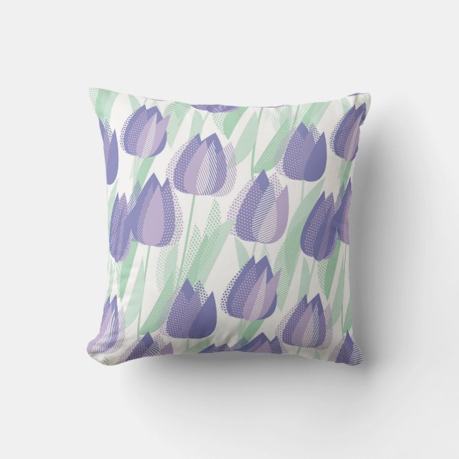 Almofada Design de Tulipas: floral violeta pálido. (Frente)