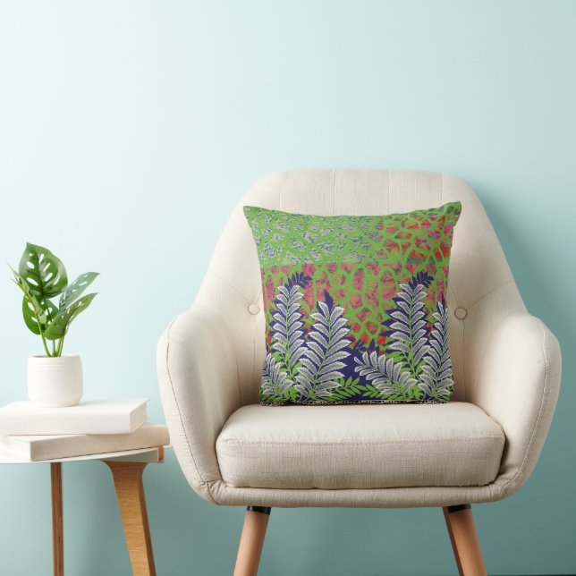 Almofada design de um padrão verde e amarelo (Cadeira)