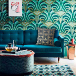 Almofada Design de Ventoinha Alternada Azul e Dourado Moder