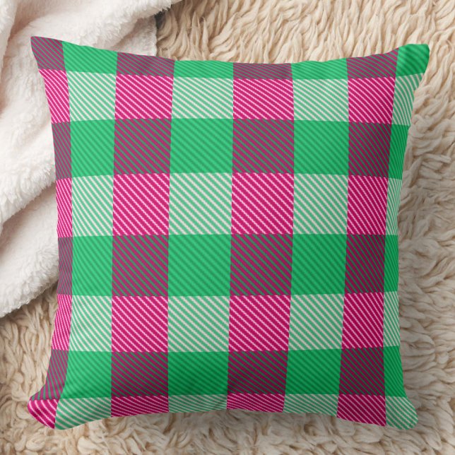 Almofada Design de Verificação de Gingham Verde Rosa (Criador carregado)