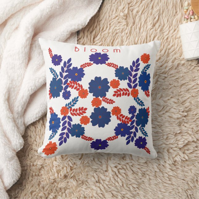 Almofada design de vetor de flores azuis simples (Cobertor)