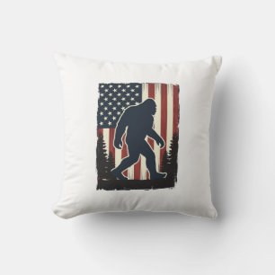 Almofada Design de Vetor Floresta Bandeira Americana Bigfoo