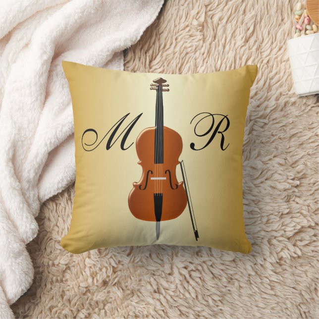Almofada Design de Violoncelo Monogramado (Cobertor)