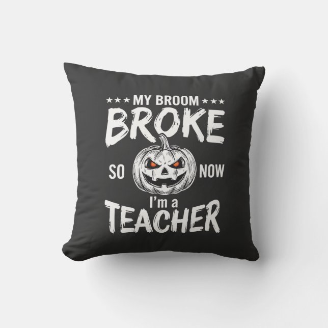 Almofada Design Divertido de Professora de Halloween com Va (Frente)