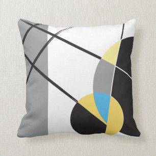 Almofada Design do abstrato moderno azul branco preto