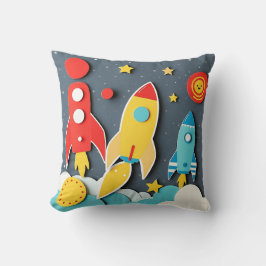 Almofada Design do foguete Colorido do Estilo 60s Retroativ