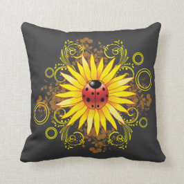 Almofada Design do girassol do joaninha