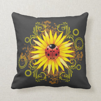 Almofada Design do girassol do joaninha