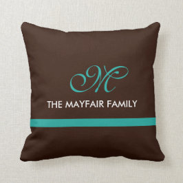 Almofada Design do monograma da família da cerceta de Brown
