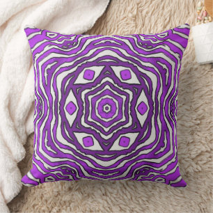 Almofada Design do Padrão do Círculo Branco Preto Roxo