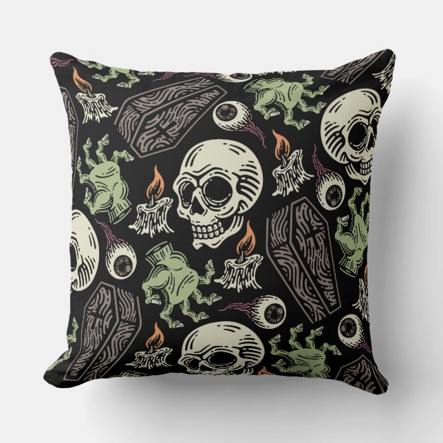 Almofada Design do Skull Spookeen Halloween (Frente)
