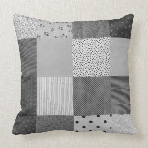 Almofada design do tecido dos retalhos do vintage preto e