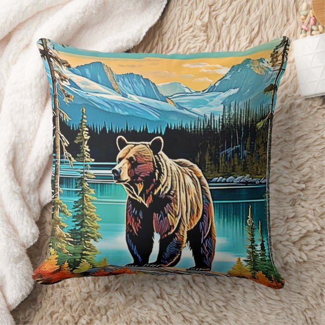 Almofada Design do Urso de Montanha Majestoso Canadense (Cobertor)