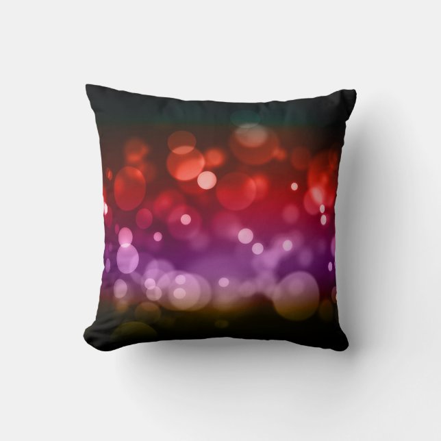 Almofada Design dos círculos vermelho, roxo e castanho (Frente)