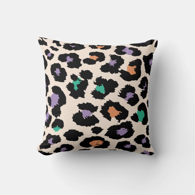 Almofada Design e suporte de animais leopardo coloridos (Frente)