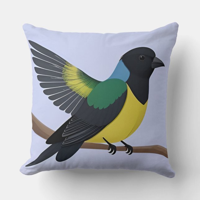 Almofada Design Estético de Pássaro Tropical – Moderno Vibr (Frente)