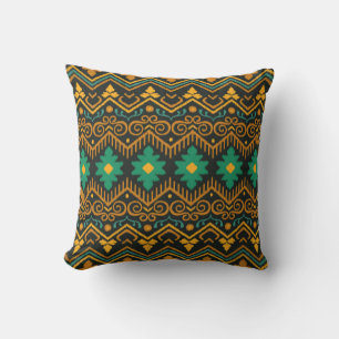 Almofada Design Étnico Tecido Ikat bordado
