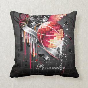 Almofada Design feminino abstrato Funky da música da bola