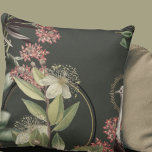 Almofada Design Floral Artístico Verde Terrestre<br><div class="desc">O travesseiro decorativo apresenta um design floral botânico artístico numa paleta verde-oliva escura moderna, com sotaques de terra. Um design de floral artístico apresenta um galho mirtilar florescente e uma composição abstrato com círculos geométricos fracos e ramos de oliveira e flores florescentes num rico fundo verde-terra. Essa composição em camadas...</div>