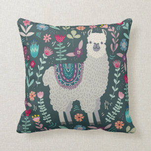 Almofada Design floral bonito do lama