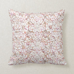Almofada Design floral branco cor-de-rosa bonito do vintage