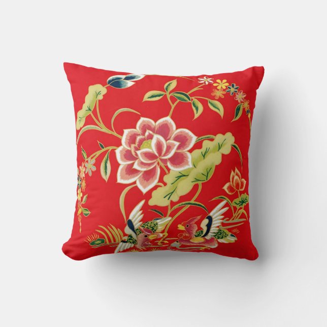 Almofada Design floral chinês do bordado (Frente)