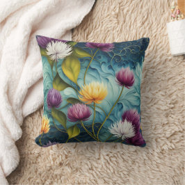 Almofada Design Floral Colorida Com Folhas Vivas