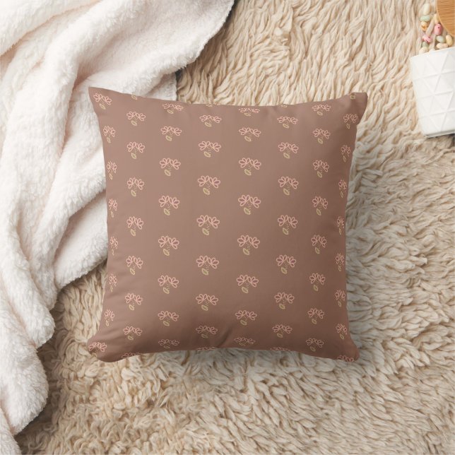 Almofada Design Floral com fundo Mocha Mousse (Cobertor)