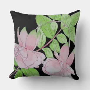 Almofada design floral contemporâneo com flores rosa