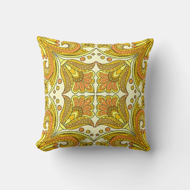 Almofada Design floral de estilo popular em amarelo (Frente)