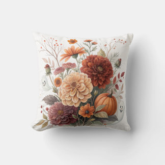 Almofada Design Floral de Outono e Halloween em Aquarela