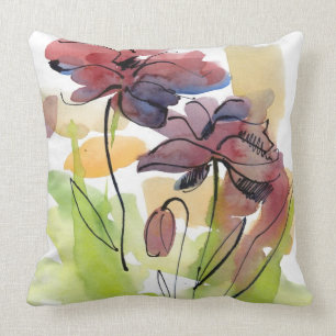 Almofada Design floral do verão com abstrato pintado à m
