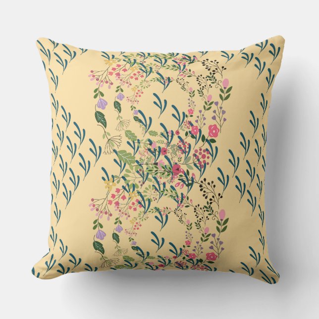 Almofada Design Floral + Folha Amarela da Primavera  (Frente)