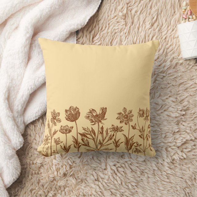 Almofada Design Floral Minimalista Elegante com Monograma (Cobertor)