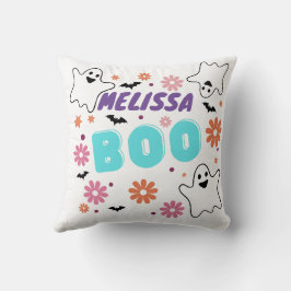 Almofada Design Floral Retro Boo Halloween Personalizável