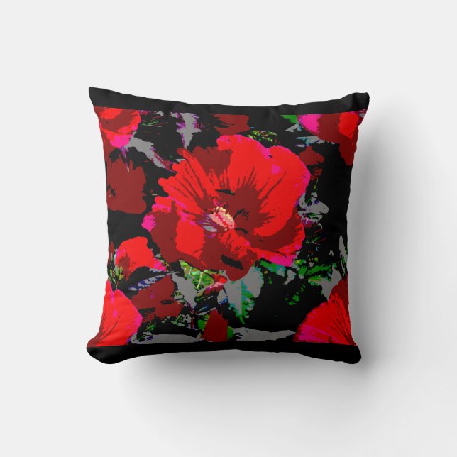 Almofada Design Floral Retro Vermelho Poppy (Frente)