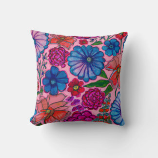 Almofada Design Floral Rosa e Azul