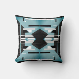 Almofada Design Geométrico Simétrica da Cinza Preta Teal