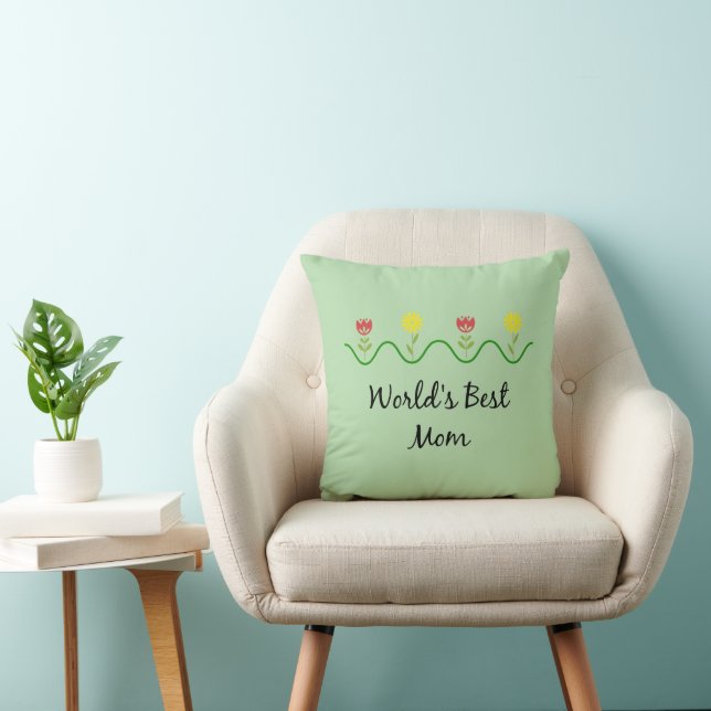 Almofada design gráfico de flores "Melhor Mãe do Mundo" (Cadeira)