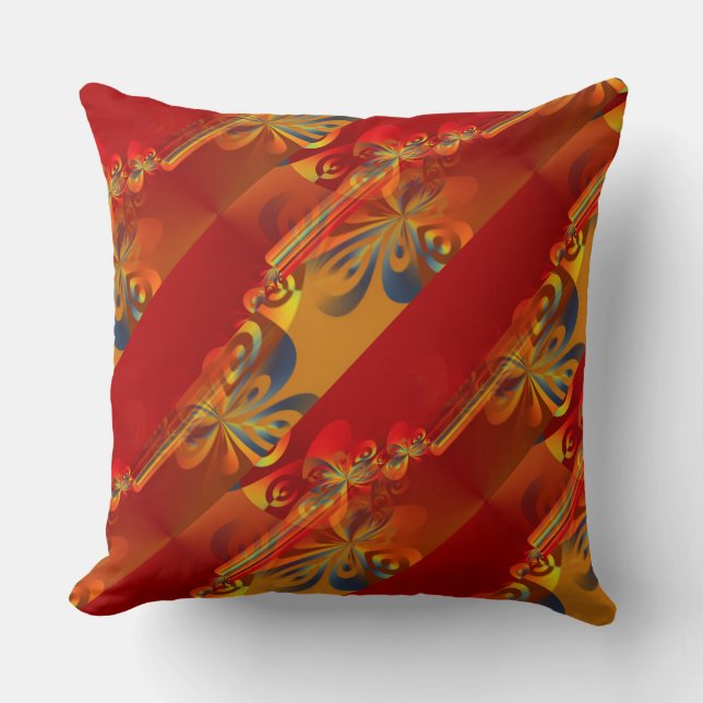 Almofada Design gráfico sem costura - laranja vermelha I (Frente)