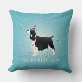 Almofada Design Inglês Springer Spaniel Birthday.