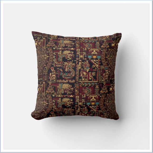 Almofada Design Inspirado em Azteca Vermelho Preto e Dourad (Criador carregado)