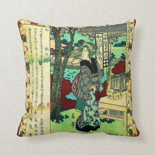 Almofada Design japonês da gueixa do vintage reversível