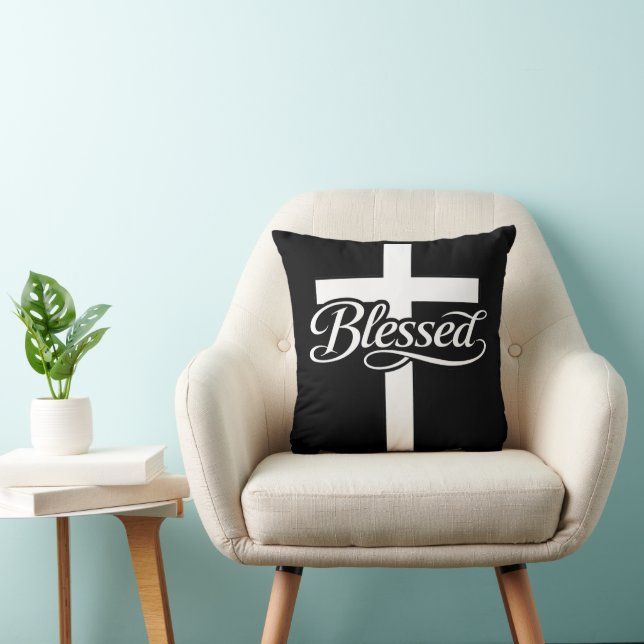 Almofada Design Minimalista Cruz Bendita Fé Cristã (Cadeira)