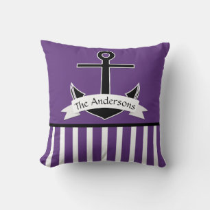 Almofada Design náutico branco preto roxo personalizado