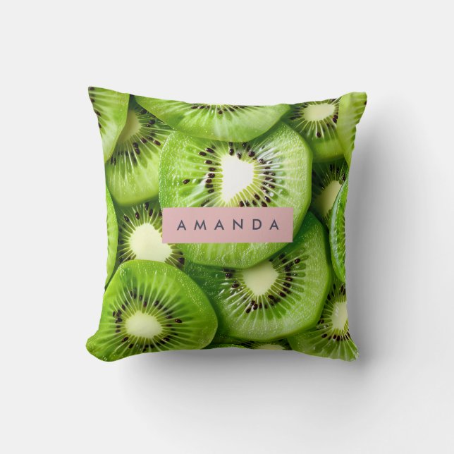 Almofada Design Personalizado de Fruta Kiwi Vibrante (Frente)