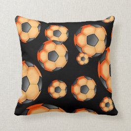 Almofada Design preto e alaranjado do futebol